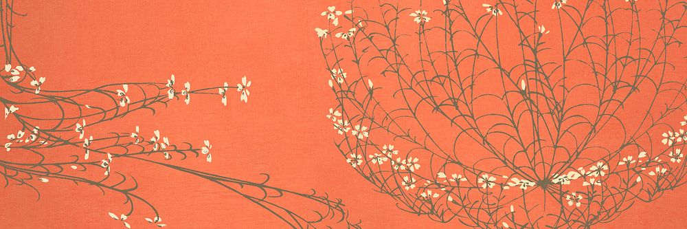 Vintage Japanese flower illustration for Twitter header. Remixed by rawpixel.