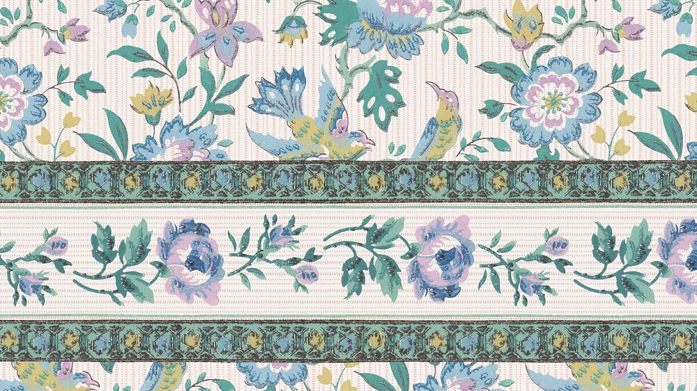 Vintage floral pattern desktop wallpaper. Remixed by rawpixel.