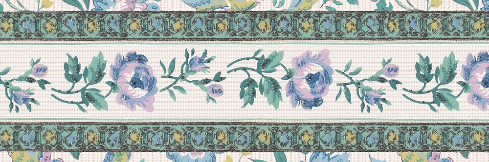 Vintage green floral pattern background for Twitter header. Remixed by rawpixel.