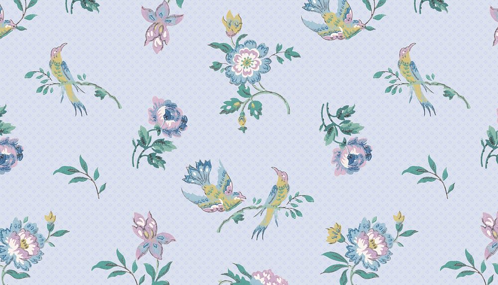 Vintage blue flower pattern background. Remixed by rawpixel.