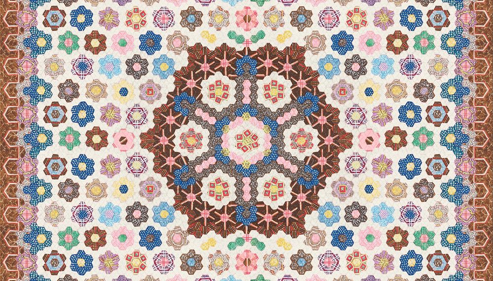 Patchwork floral quilt pattern background. Remixed by rawpixel.