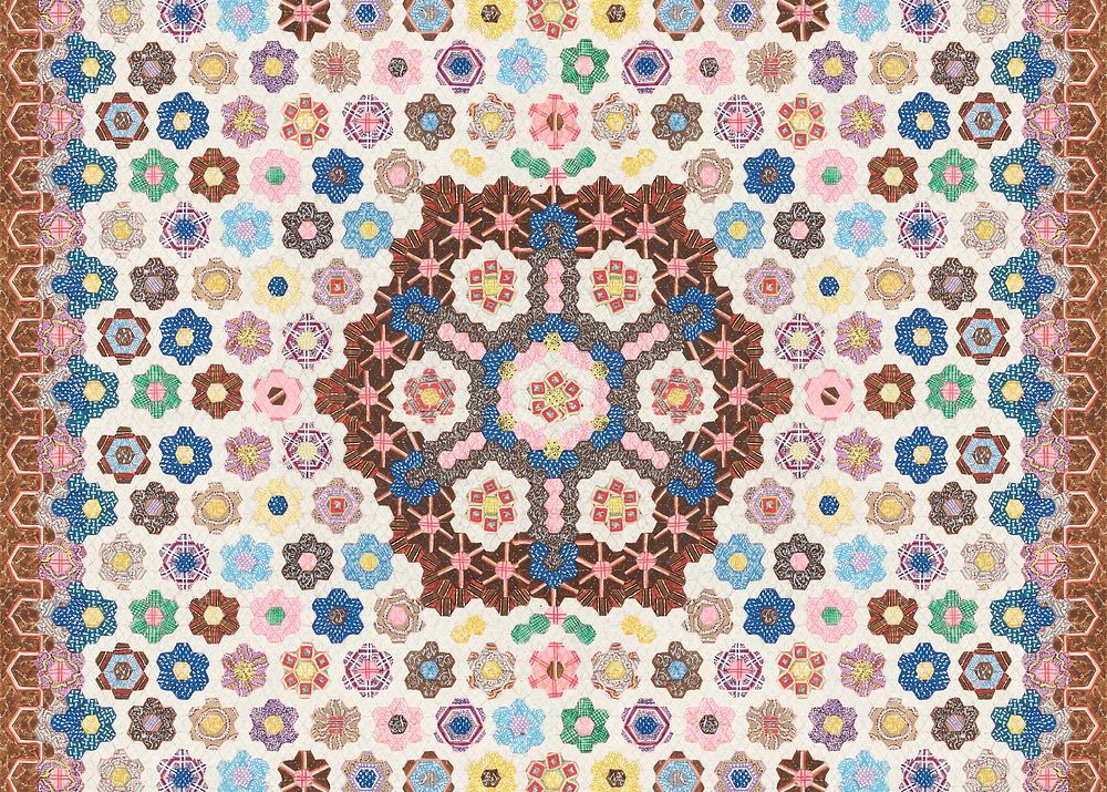 Patchwork floral quilt pattern background. Remixed by rawpixel.