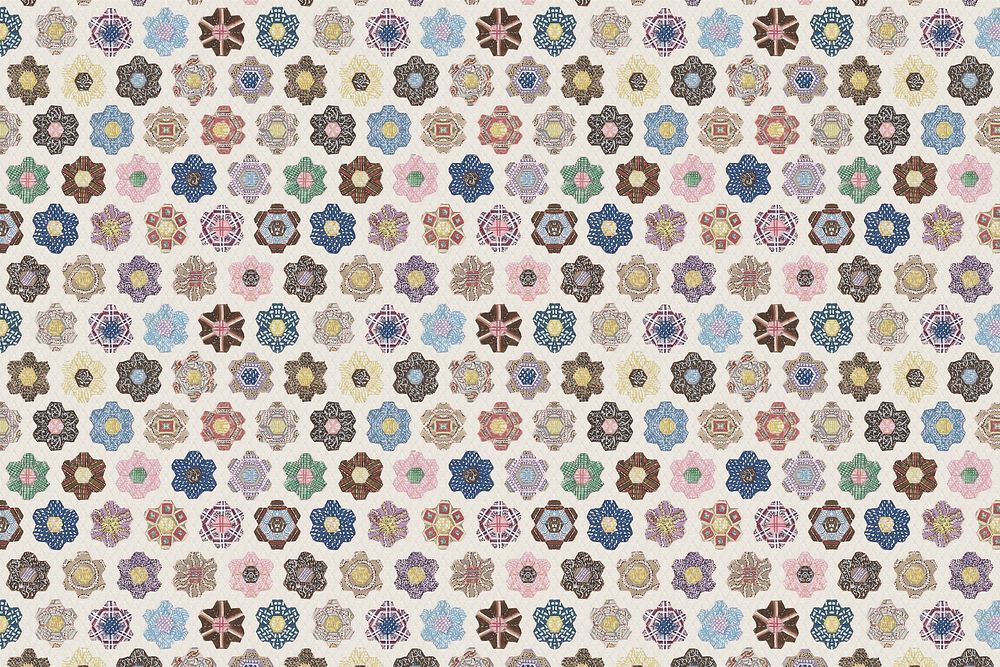 Flower pattern quilt background. Remixed by rawpixel.