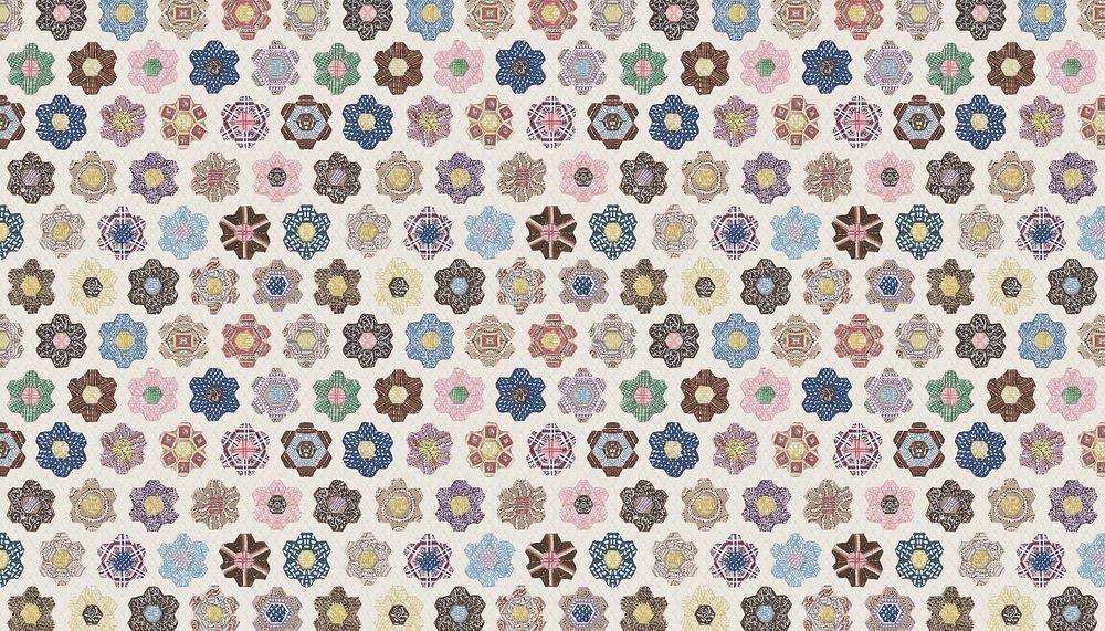 Flower pattern quilt background. Remixed by rawpixel.