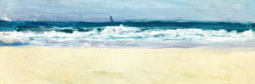Vintage beach painting  background for Twitter header. Remixed by rawpixel.