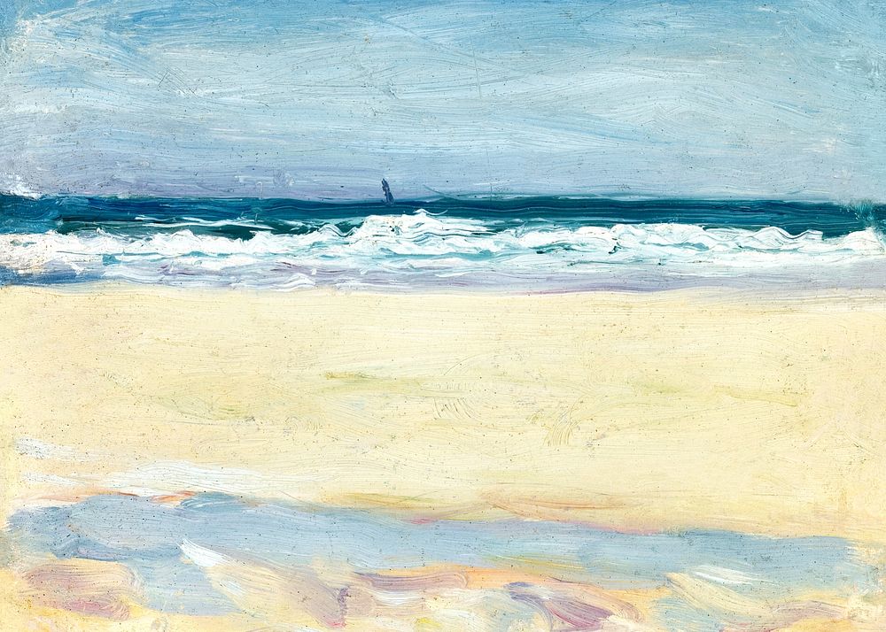 Vintage summer beach painting background. Remixed by rawpixel.