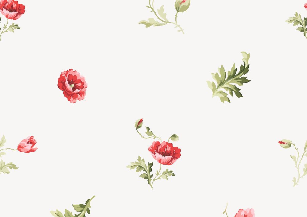 Poppy flower pattern background. Remixed by rawpixel.
