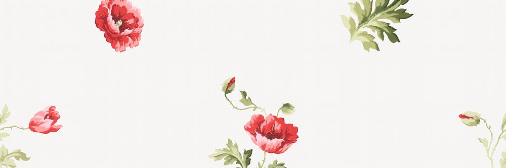 Poppy flower pattern background for Twitter header. Remixed by rawpixel.