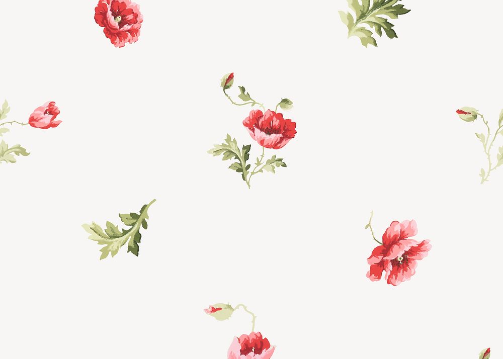 Poppy flower pattern background. Remixed by rawpixel.