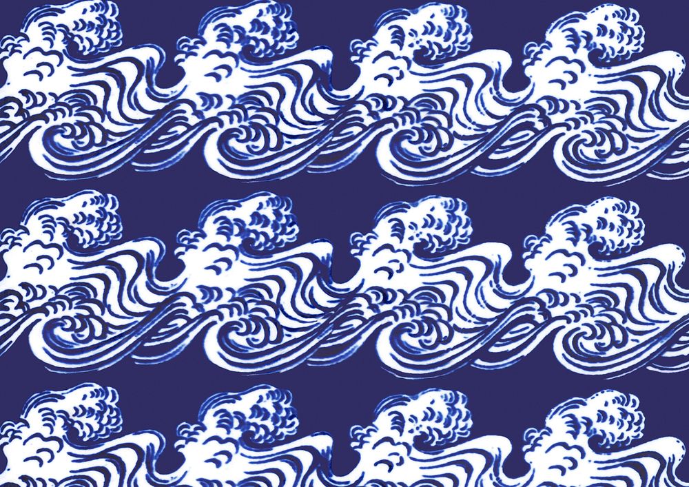Japanese waves pattern, blue background. Remixed by rawpixel.