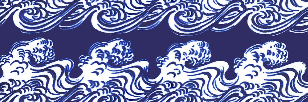 Japanese waves pattern, blue background for Twitter header. Remixed by rawpixel.