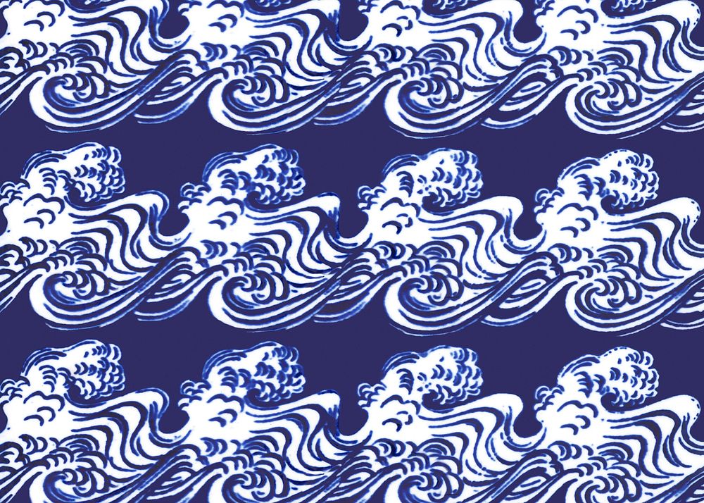 Japanese waves pattern, blue background. Remixed by rawpixel.