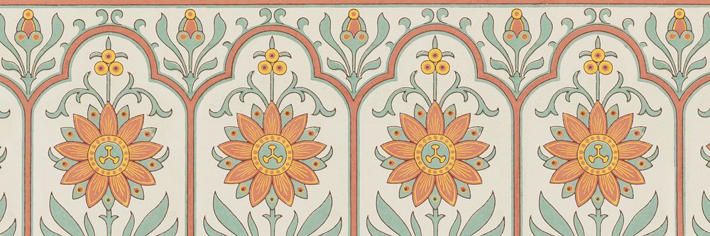 Japanese passion flower pattern background for Twitter header. Remixed by rawpixel.