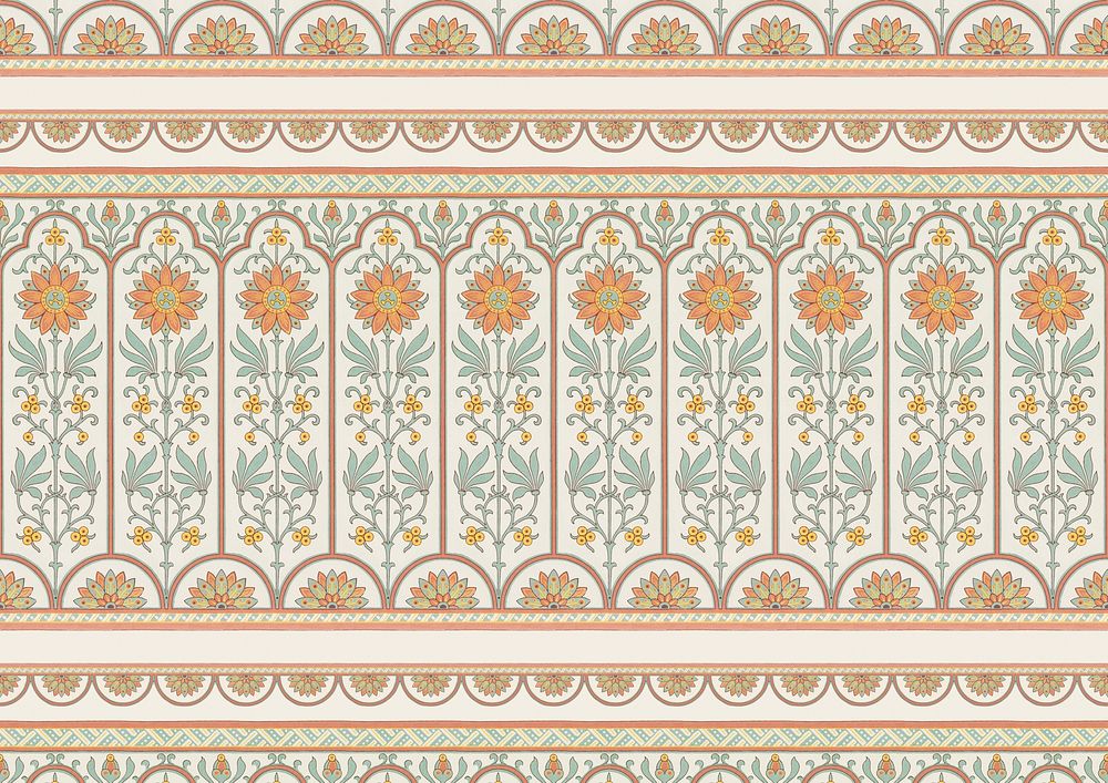 Japanese passion floral  pattern background. Remixed by rawpixel.