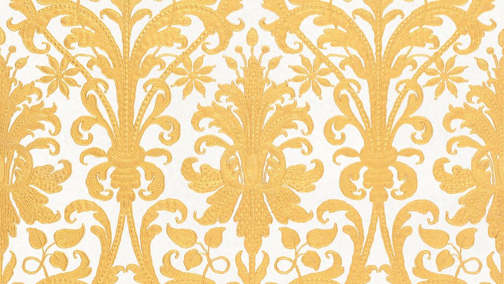Vintage gold ornate pattern desktop wallpaper. Remixed by rawpixel.
