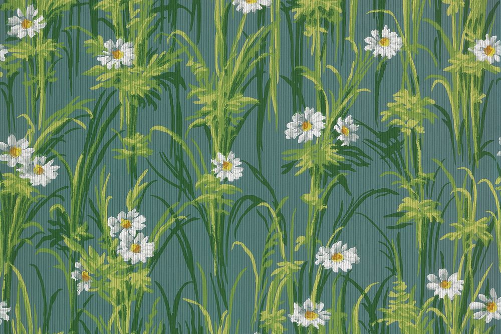 Green floral pattern background. Remixed by rawpixel.