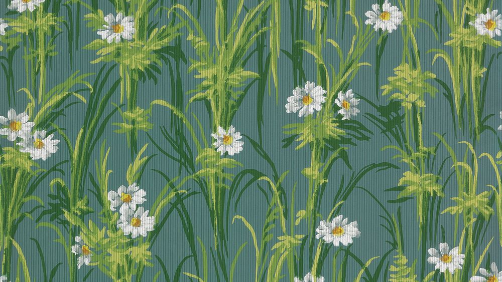 Green floral pattern desktop wallpaper. Remixed by rawpixel.