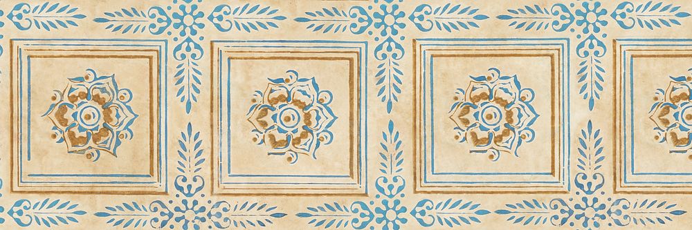 Vintage flower tile pattern background for Twitter header. Remixed by rawpixel.