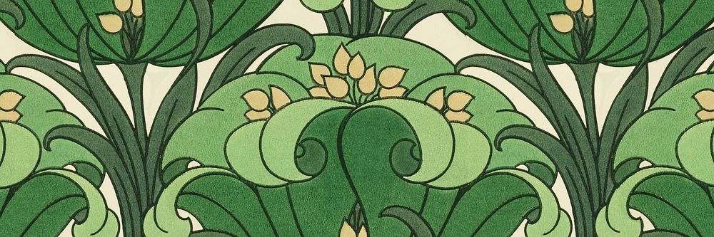 Green flower pattern background for Twitter header. Remixed by rawpixel.