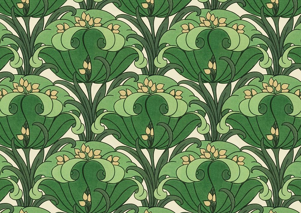 Green flower pattern background. Remixed by rawpixel.