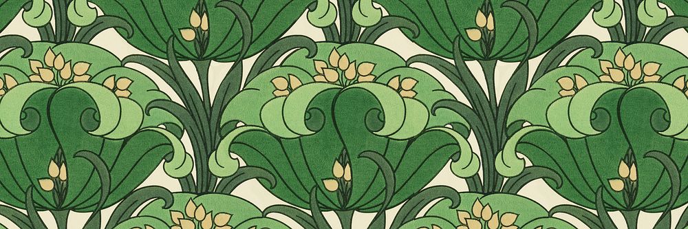 Green flower pattern background for Twitter header. Remixed by rawpixel.