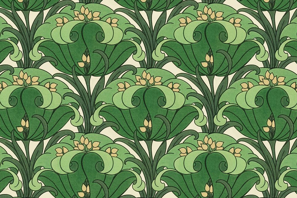 Green flower pattern background. Remixed by rawpixel.