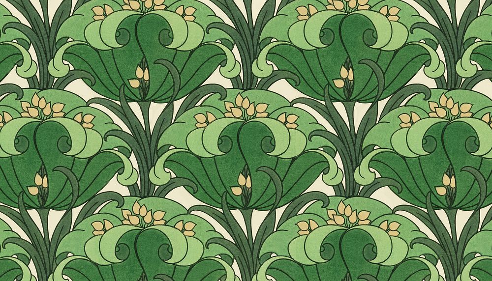 Green flower pattern background. Remixed by rawpixel.