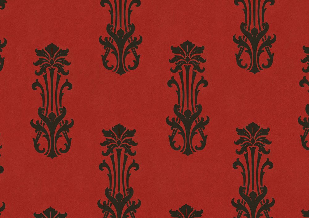 Abstract red pattern, staggered anthemion background. Remixed by rawpixel.