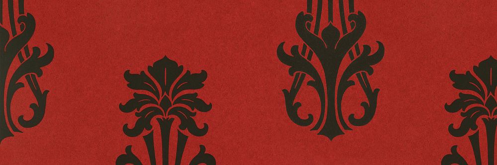 Abstract red pattern, staggered anthemion background for Twitter header. Remixed by rawpixel.