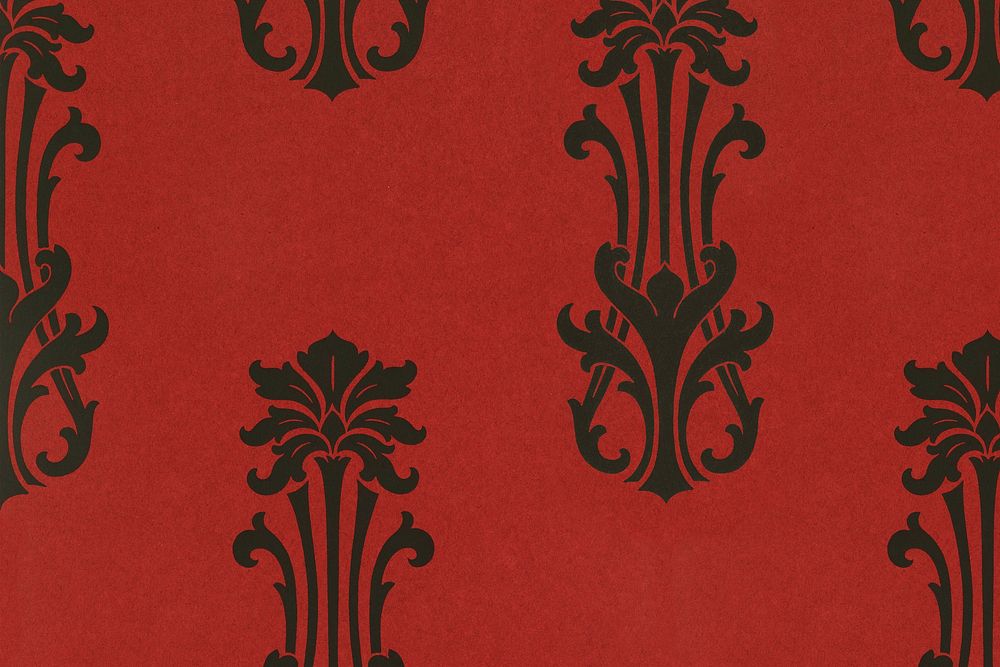 Abstract red pattern, staggered anthemion background. Remixed by rawpixel.