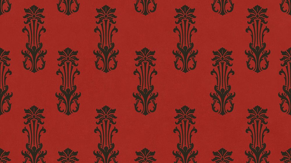 Abstract red pattern desktop wallpaper, staggered anthemion. Remixed by rawpixel.