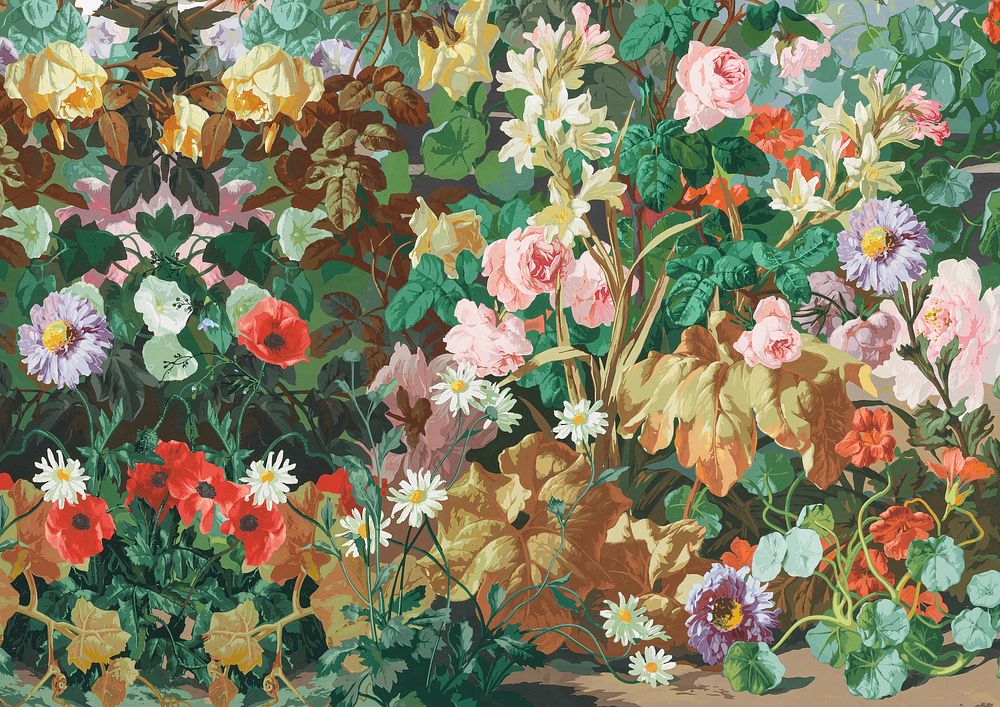Vintage flower garden illustration. Remixed by rawpixel.