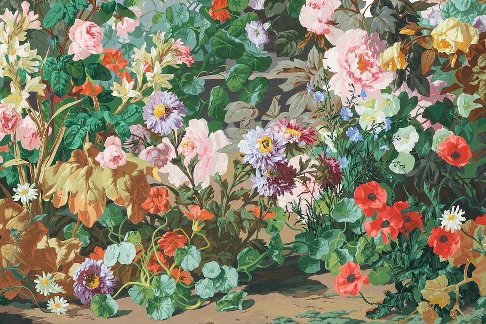 Vintage flower garden illustration. Remixed by rawpixel.