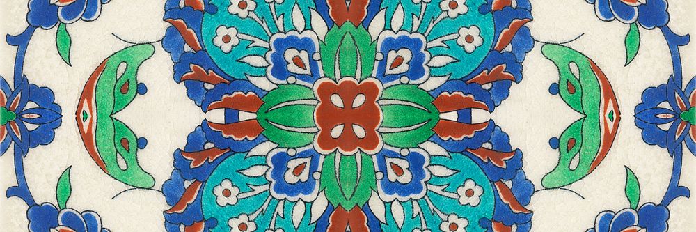 Persian tile background, floral design for Twitter header. Remixed by rawpixel.
