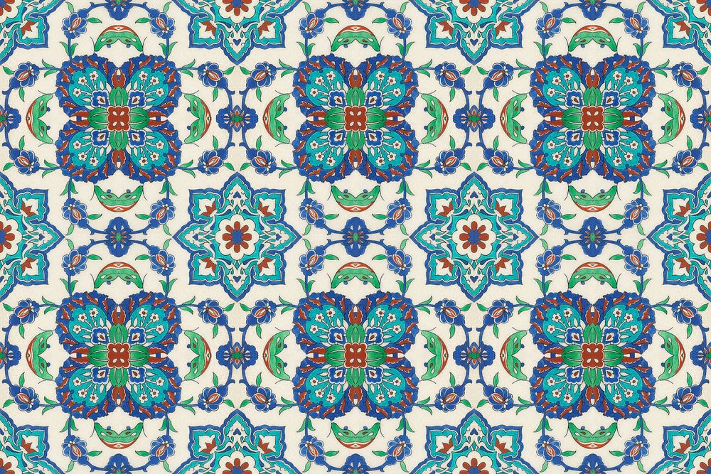 Persian tile pattern background. Remixed by rawpixel.