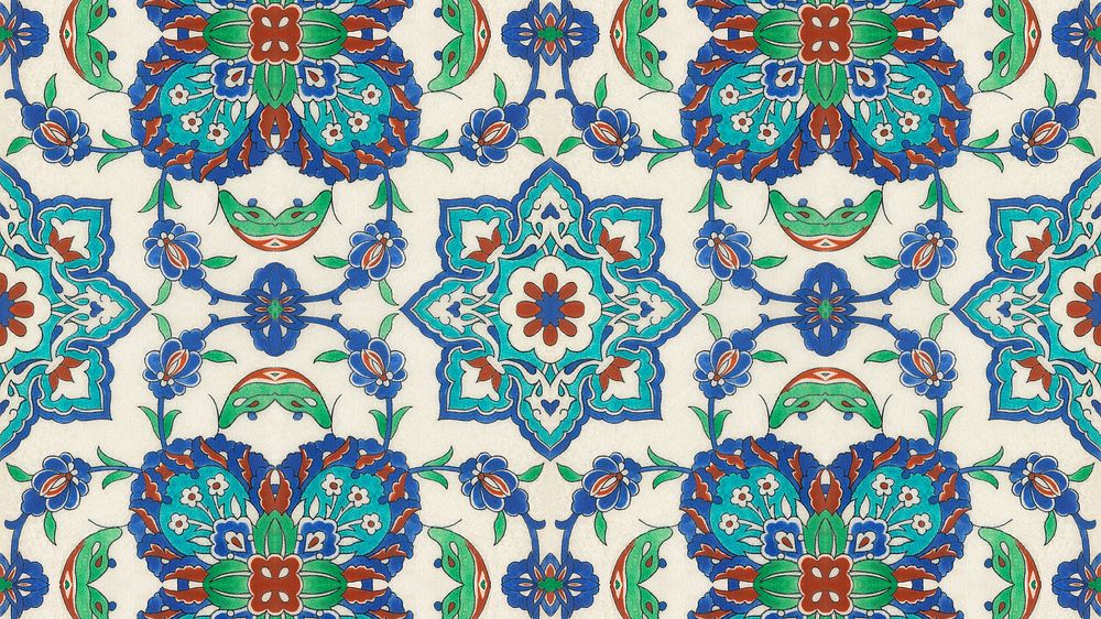 Persian tile pattern desktop wallpaper. Remixed by rawpixel.