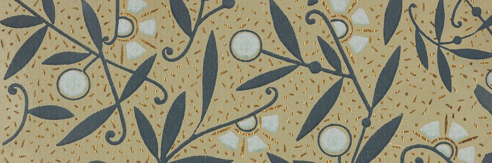Vintage leaf pattern background for Twitter header. Remixed by rawpixel.