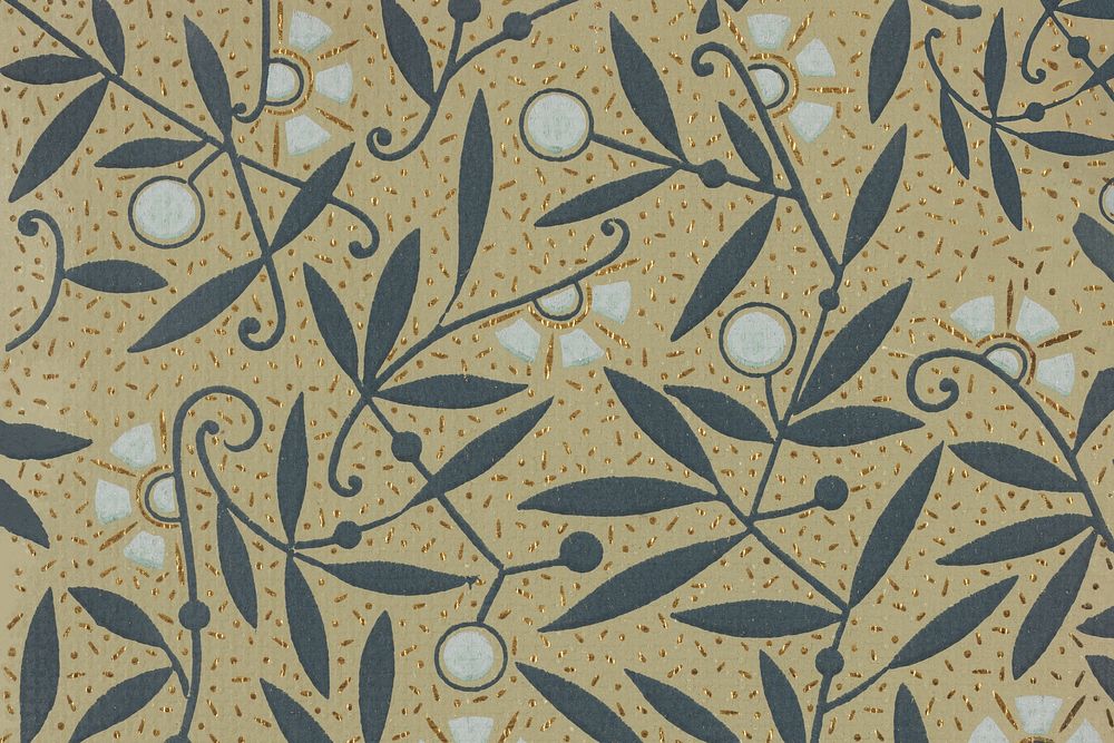 Vintage leaf pattern background. Remixed by rawpixel.