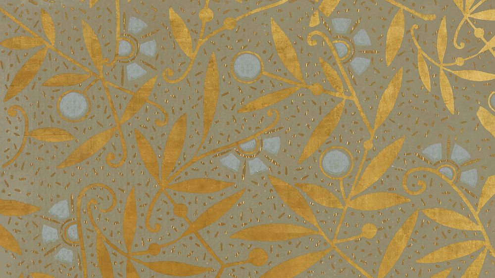 Gold leaf pattern  desktop wallpaper. Remixed by rawpixel.