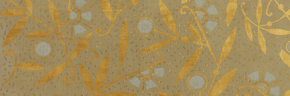 Gold leaf pattern, vintage background for Twitter header. Remixed by rawpixel.