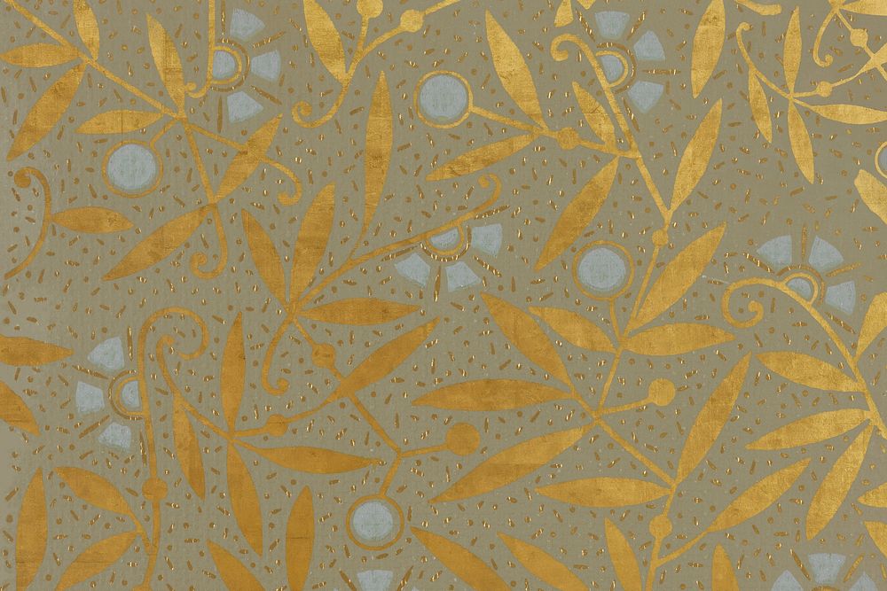 Gold leaf pattern, vintage background. Remixed by rawpixel.