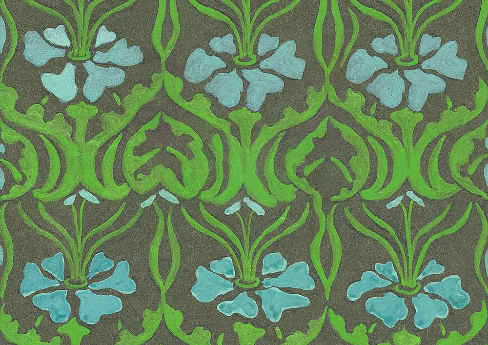 Vintage floral pattern, green background. Remixed by rawpixel.