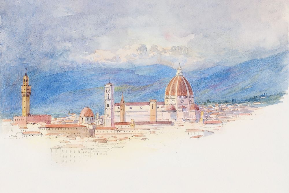 S. Miniato, Florence painting background. Remixed by rawpixel.