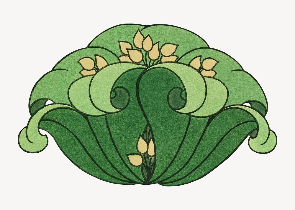 Vintage green flower illustration isolated design. Remixed by rawpixel.