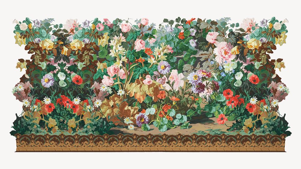 Vintage flower garden border. Remixed by rawpixel.