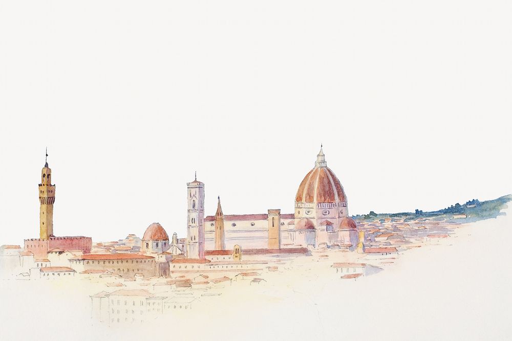 S. Miniato, Florence illustration isolated design. Remixed by rawpixel.