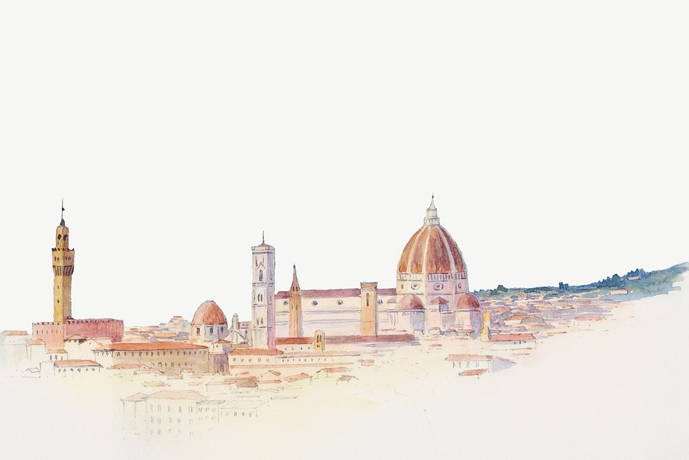 S. Miniato, Florence illustration collage element psd. Remixed by rawpixel.
