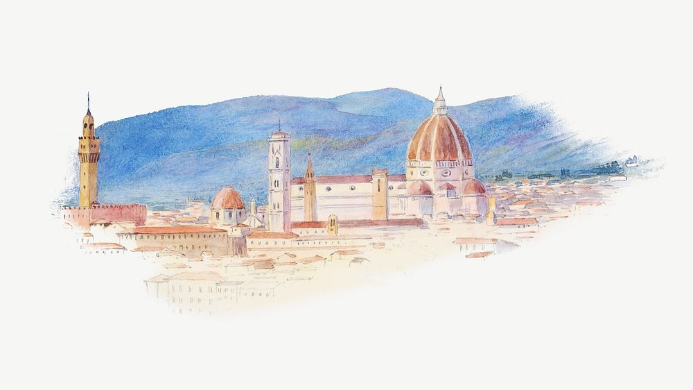S. Miniato, Florence illustration collage element psd. Remixed by rawpixel.