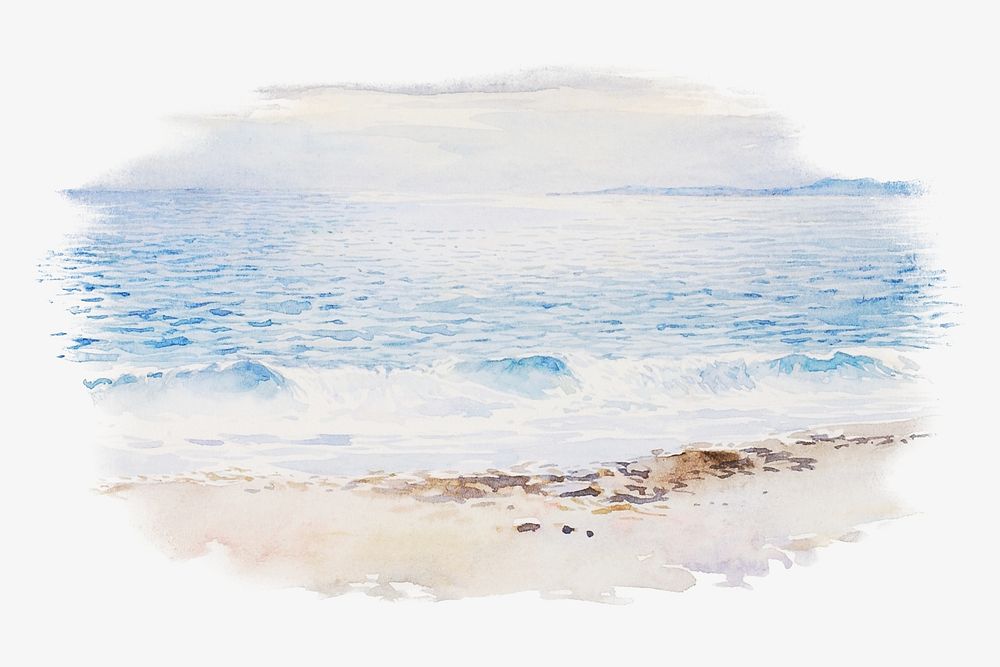 Watercolor  Beach illustration isolated design. Remixed by rawpixel.