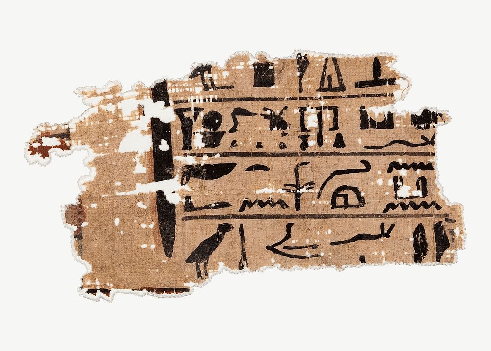 Papyrus fragment, ancient Egyptian art psd.  Remixed by rawpixel. 